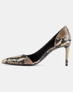 Women's Jett Dorsay 85 Python-Print Leather Pumps Beige High Heel Shoes