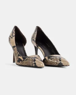 Women's Jett Dorsay 85 Python-Print Leather Pumps Beige High Heel Shoes
