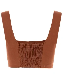 Women's Jirja Crop Top Orange Organic Linen Sweater