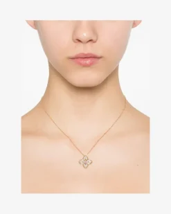 Women's 18k Rose Gold Princess Flower Multi-Stone Necklace Ss25 W