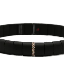 Women's 18kt Rose Gold Brown Diamonds Bracelet Ss26 W Black