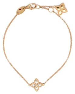 Women's 18kt Rose Gold Diamond Flower Bracelet Aw25 W