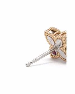 Women's 18kt Rose Gold Princess Flower Diamond Earrings Continuty