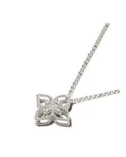Women's 18kt White Gold Diamond Princess Flower Necklace Continuty