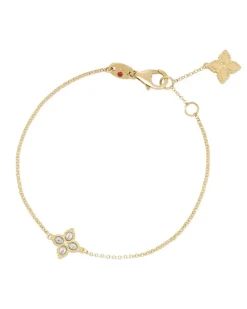 Women's 18kt Yellow Gold Princess Flower Diamond Bracelet Continuty