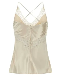 Women's Lace-Trimmed Satin Tank Top White Sweater