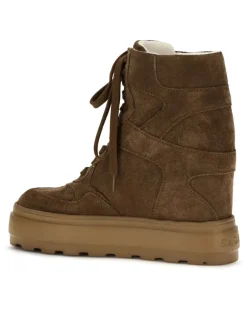 Women's Lace-Up Wedge Sneakers Bruciato Sole: Rubber; Suede Brown
