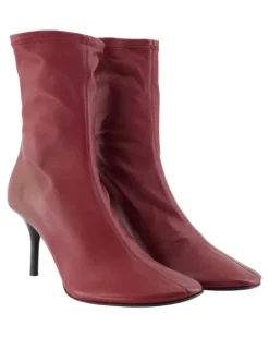 Women's Lambskin Leather Ankle Boot Burgundy