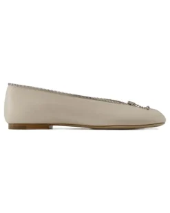 Women's Lambskin Zip Ballerina White