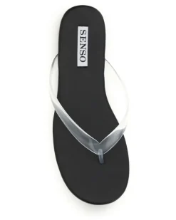 Women's Leather And Rubber Flip-Flop Sandals Ebony Upper: Rubber; Sole Black