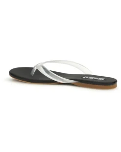 Women's Leather And Rubber Flip-Flop Sandals Ebony Upper: Rubber; Sole Black