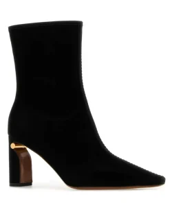 Women's Leather Block-Heel Ankle Boot Black Upper