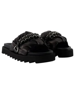 Women's Leather Padded Sandal Black Calfskin