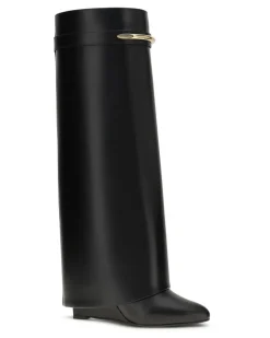 Women's Leather Shark Boots Black