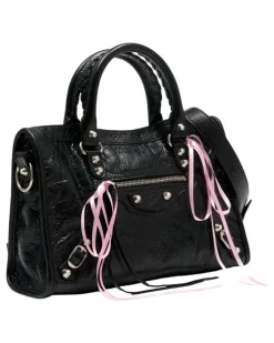 Women's Le City Top Handle Bag Black Lambskin
