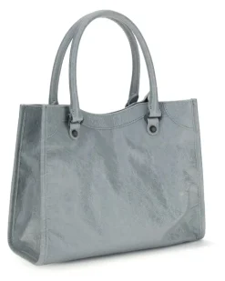 Women's Le City Tote Mini Handbag Blue Grey Lamb Ovis Aries Handbags Hand Bags Gray
