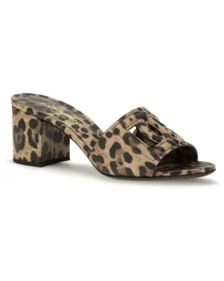 Women's Leopard Print Leather Mules Leo New Sandal Beige