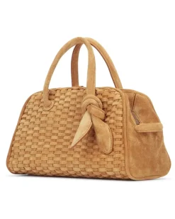 Women's Le Petit Turismo Top Handle Bag Camel Cotton Principal Calf