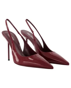 Women's Lidia Slingback Pumps - Leather Burgundy Calfskin Shoes