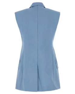 Women's Light Blue Wool Blend Ilex Vest Cielo Giacche E Gilet Jacket