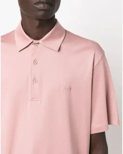 Women's Logo-Embroidered Cotton Polo Shirt Aw23 M Pink
