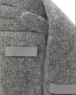 Women's Logo-Embroidered Knit Gloves Gray Alpaca Polyamide Wool