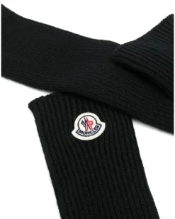 Women's Logo Patch Virgin Wool Gloves Black