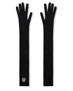 Women's Logo Patch Virgin Wool Gloves Black