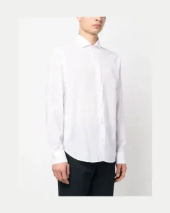 Women's Long-Sleeve Stretch-Cotton Shirt Ss23 M White