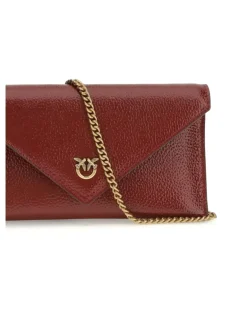 Women's Love Birds Clutch Bag Rosso Scuro-Antique Gold Calf Leather Bos Taurus Clutches Red