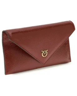 Women's Love Birds Clutch Bag Rosso Scuro-Antique Gold Calf Leather Bos Taurus Clutches Red