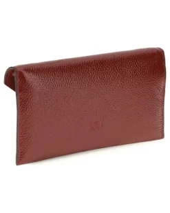 Women's Love Birds Clutch Bag Rosso Scuro-Antique Gold Calf Leather Bos Taurus Clutches Red