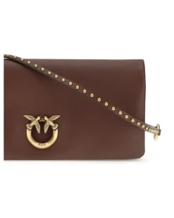 Women's Love Medium Clutch Bag Burgundy Wine-Antique Gold Calf Leather Bos Taurus Clutches Brown
