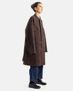 Women's Manteau Orchestra Teinture Kakishibu Noir Black Coat
