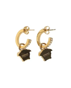 Women's Medusa Head Drop Earrings Gold Crystal Metal Metallic Metallised