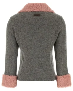 Women's Melange Grey Wool Blend Cardigan Grigio Maglieria Sweater Gray