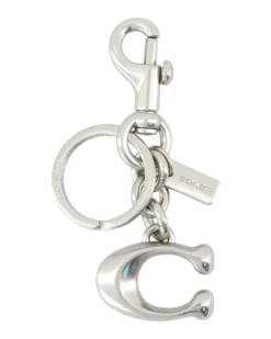 Women's Metal Logo Charm Key Case Silver Cases
