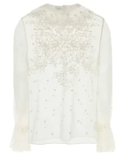 Women's Middlemist Blouse White Nylon Sweater