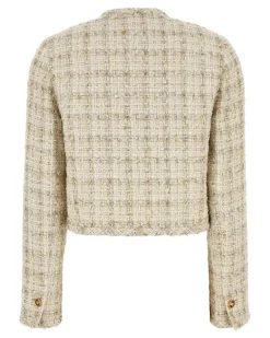 Women's Multicolor Tweed Blazer Biscuitwhite Giacche E Gilet Jacket Beige