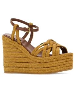 Women's Mustard Raffia Vlogo Signature Wedges Senapetobacco Espadrillas Espadrilles Yellow