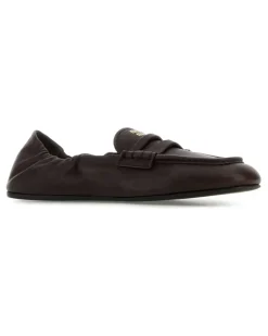 Women's Nappa Leather Ruched Moccasin Brown