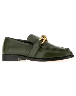 Women's Olive Green Leather Astaire Loafers Mocassini