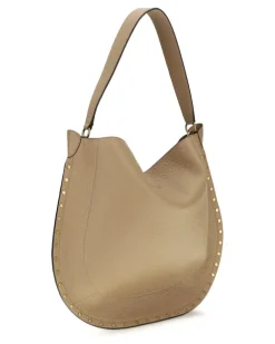 Women's Oskan Hobo Shoulder Bag Cappuccino Calf Leather Bos Taurus Beige