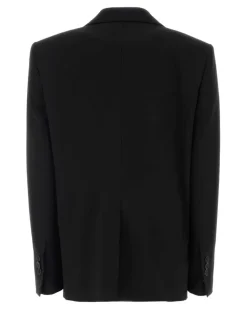Women's Over Blazer Black Wool Polyester Elastane Blazers