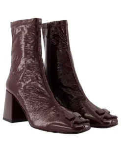 Women's Patent Synthetic Ankle Boot Burgundy