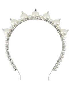 Women's Pearl-Embellished Headband White Others Headbands