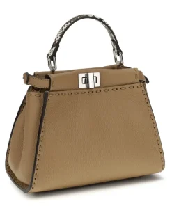 Women's Peekaboo Mini Handbag Cappucc+roccia+p Calf Leather Bos Taurus Handbags Hand Bags peekaboo Beige