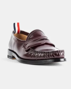 Women's Penny Varsity Burgundy Patent Leather Loafers Red