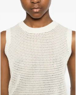 Women's Perforated-Knit Top Ss26 W White