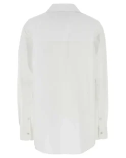 Women's Pleated Poplin Tunic Shirt White Cotton